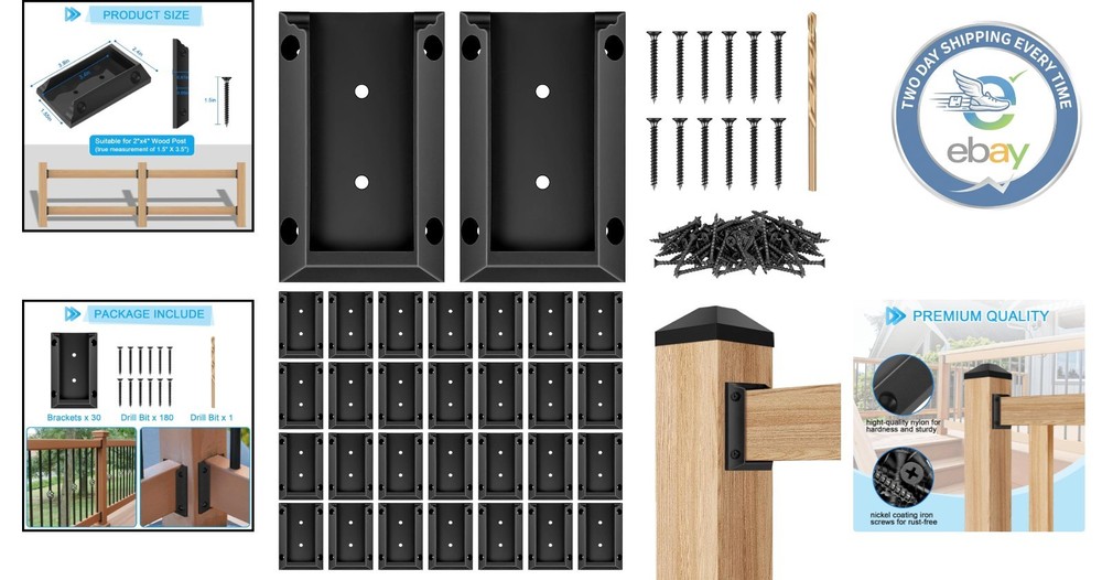 Versatile 30PCS Deck Railing Connectors with Iron Screws for Safe Installations