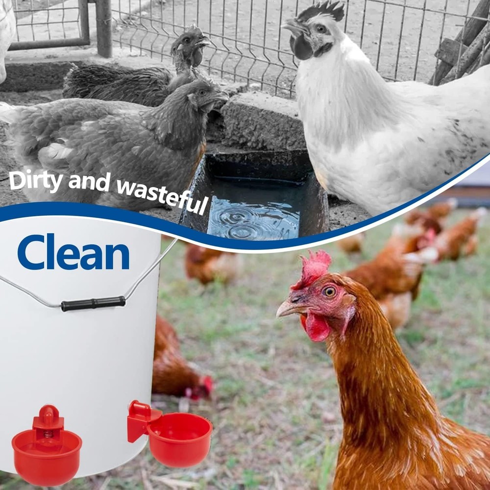 4-Pack Automatic Chicken Water Cups - Easy Install 5-Gallon Poultry Drinker