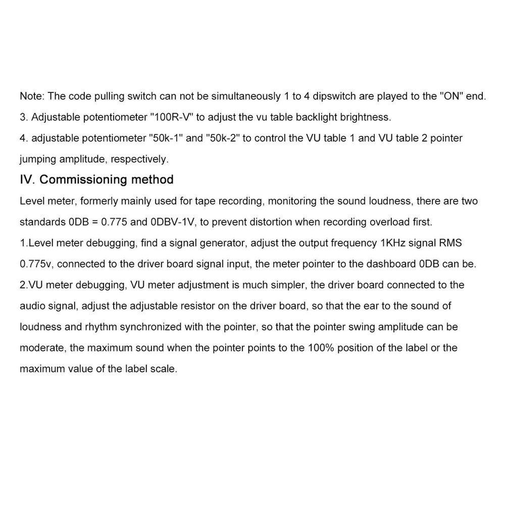 VU Level Meter Sound Level Indicator Set Speakers Adjustable Amplifier Version