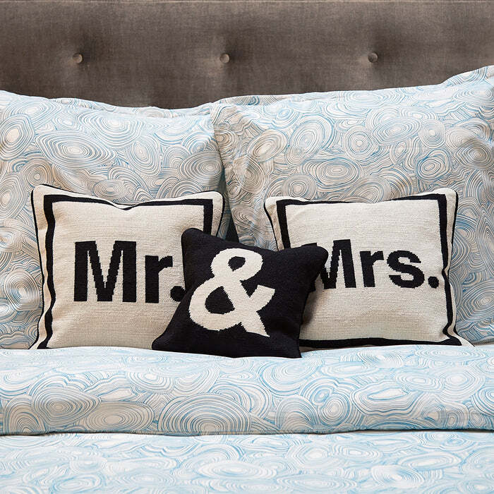 NEW Jonathan Adler 'Mrs.' Needlepoint Pillow 35x35cm