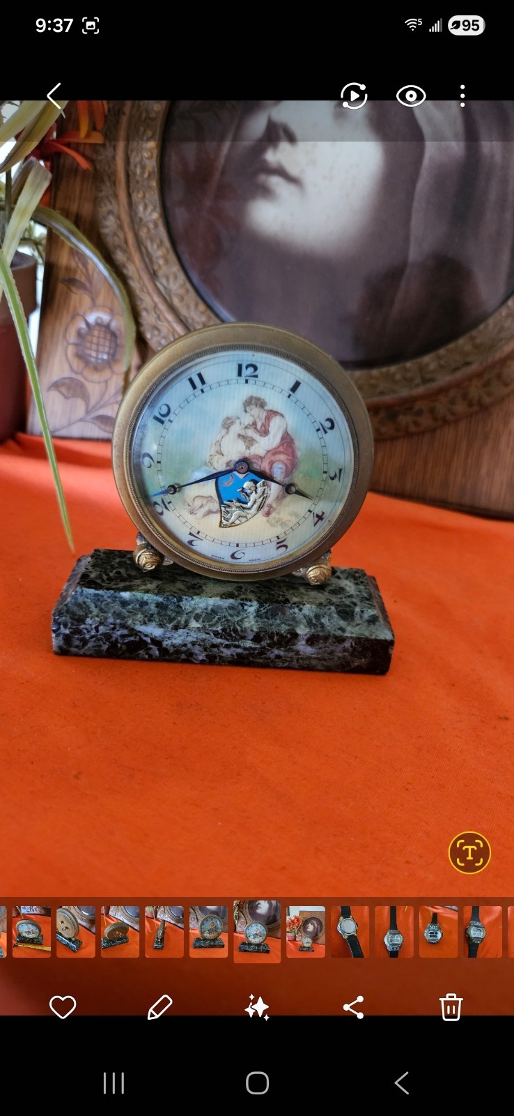 Vintage Swiss Desk Clock Animated Hand Painted, Working, Le Petit Ferguson.