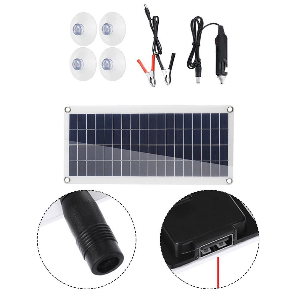 Flexible Solar Panel Kit with Dual USB Ports Charge Devices Simultaneously