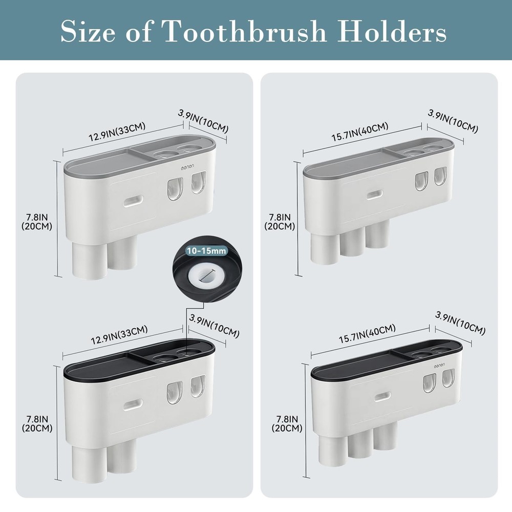 Toothbrush Holders Wall Mounted, Toothbrush Holder with Automatic Toothpaste ...
