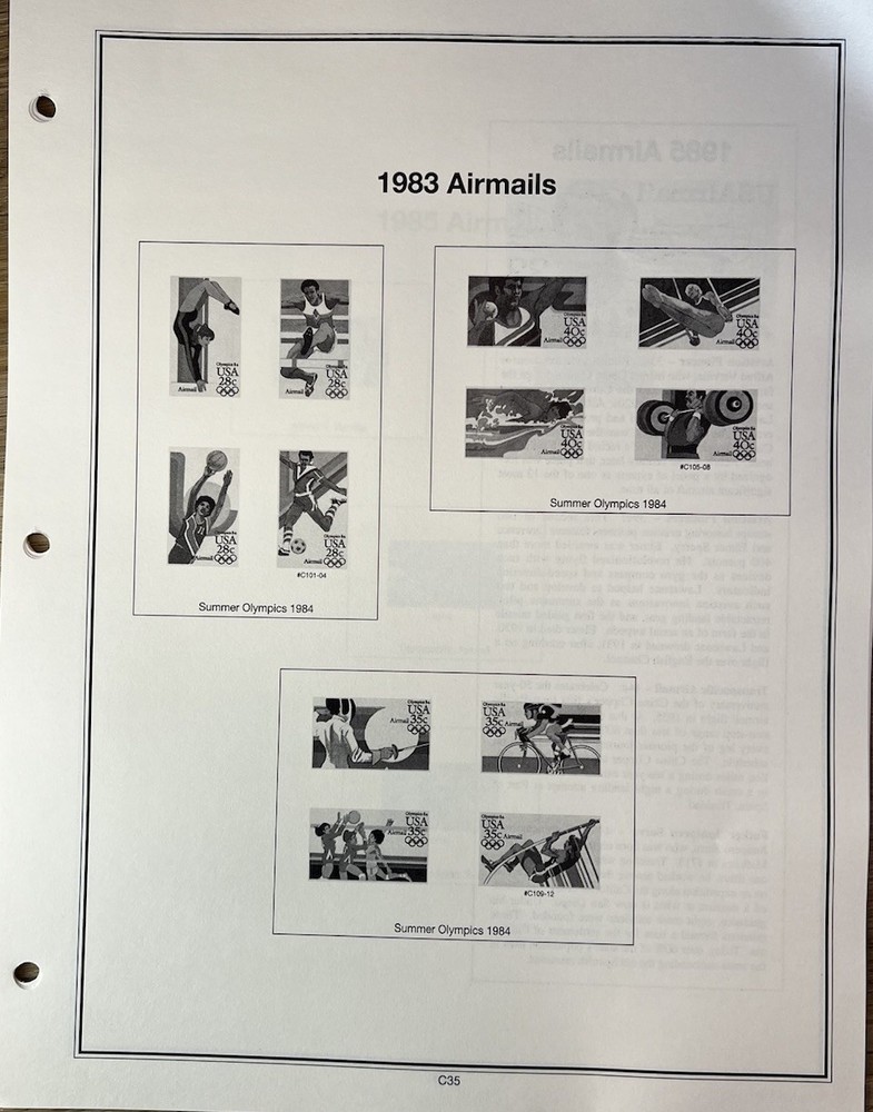 Mystic Heritage Collection - Airmail Stamp Section - Unused Album Inserts Pages