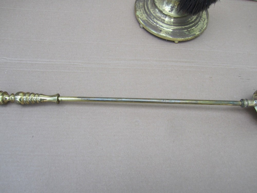 Vintage 5 Piece Solid Brass Fireplace Tool Set 30"