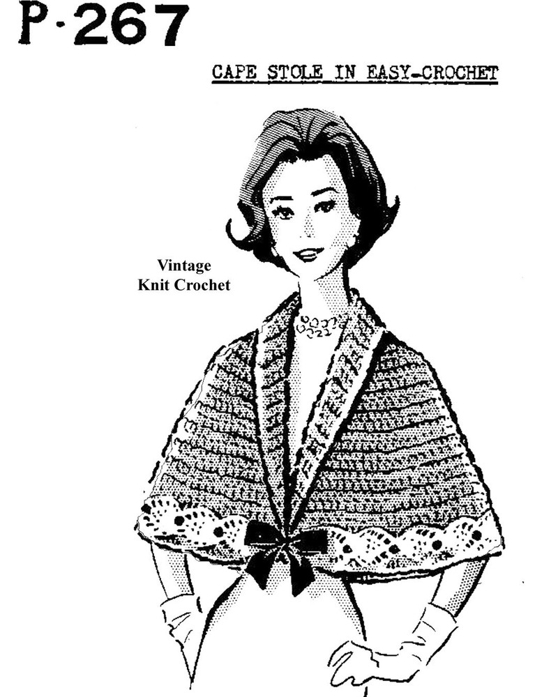 Vtg Crochet Cape Pattern Pineapple Trim Mail Order No 267 Parade