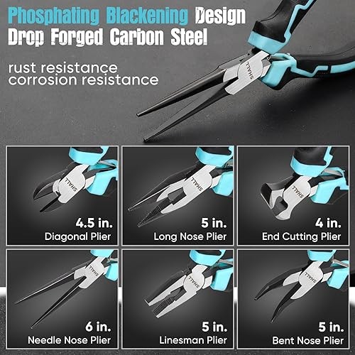 Mini Pliers Set, 6-Piece Small Pliers Tool Set Includes Needle Nose, Long mini
