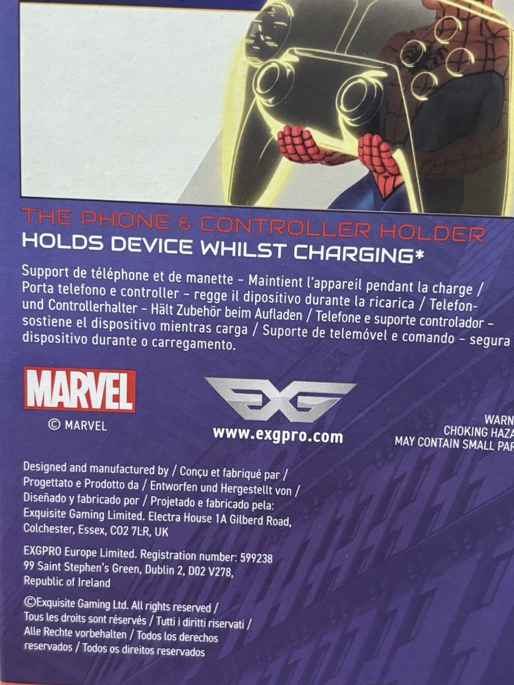 Marvel Spider-Man Controller Phone & Stand Device Holder Gaming Cable Guys NIB
