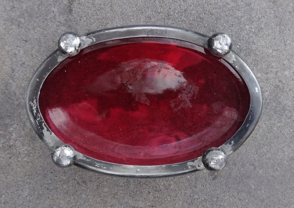 Openwork Silverplated Open Salt Dip, Cellar, Dish w/Cranberry Red Glass Liner!