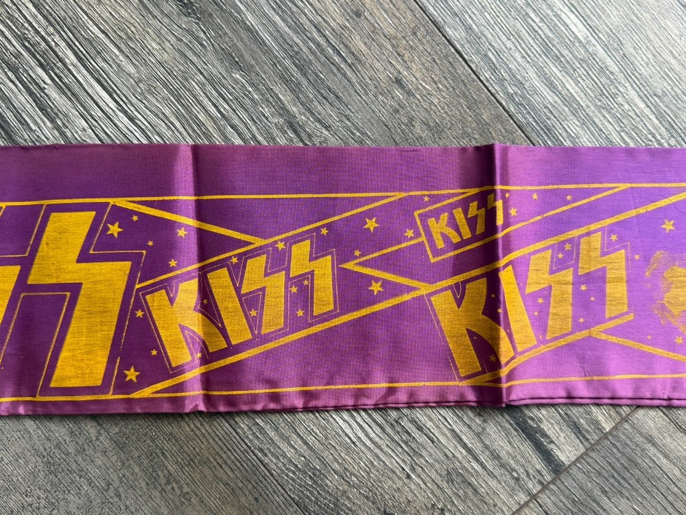 KISS Scarf Banner Purple Eric Carr Europe 1980 Vintage Kiss Aucoin Memorabilia