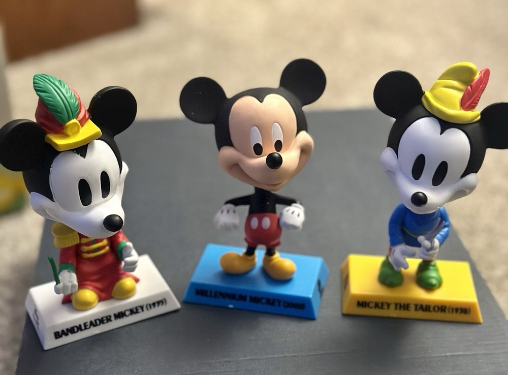 3 Disney Bobbleheads Millennium , Tailor , Band Mickey Mouse, Upper Deck, Disney