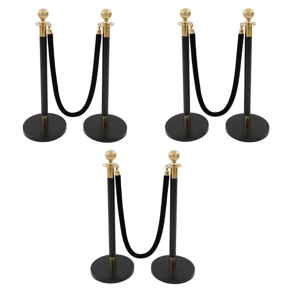 6Pcs Stanchion Posts Queue Pole & 3x1.5m Ropes Crowd Control Barrier New