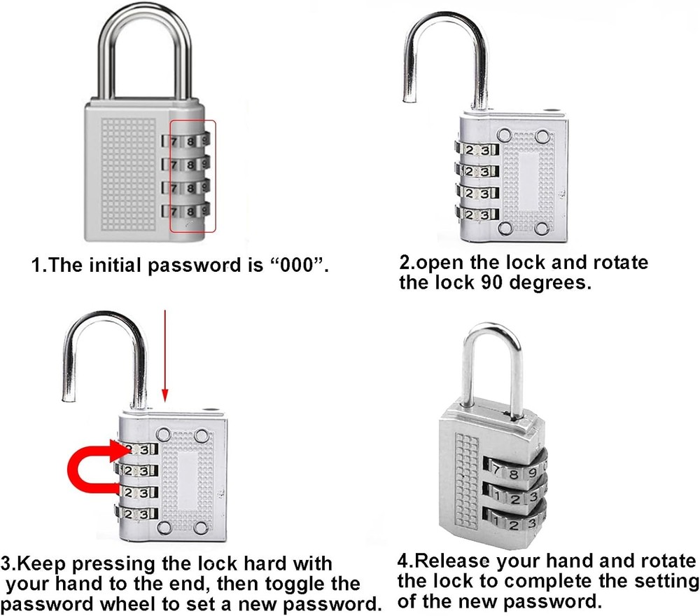 Cable Lock Double Loops 6.6Ft Long Silver Security Cables with Lock, Bike Locks