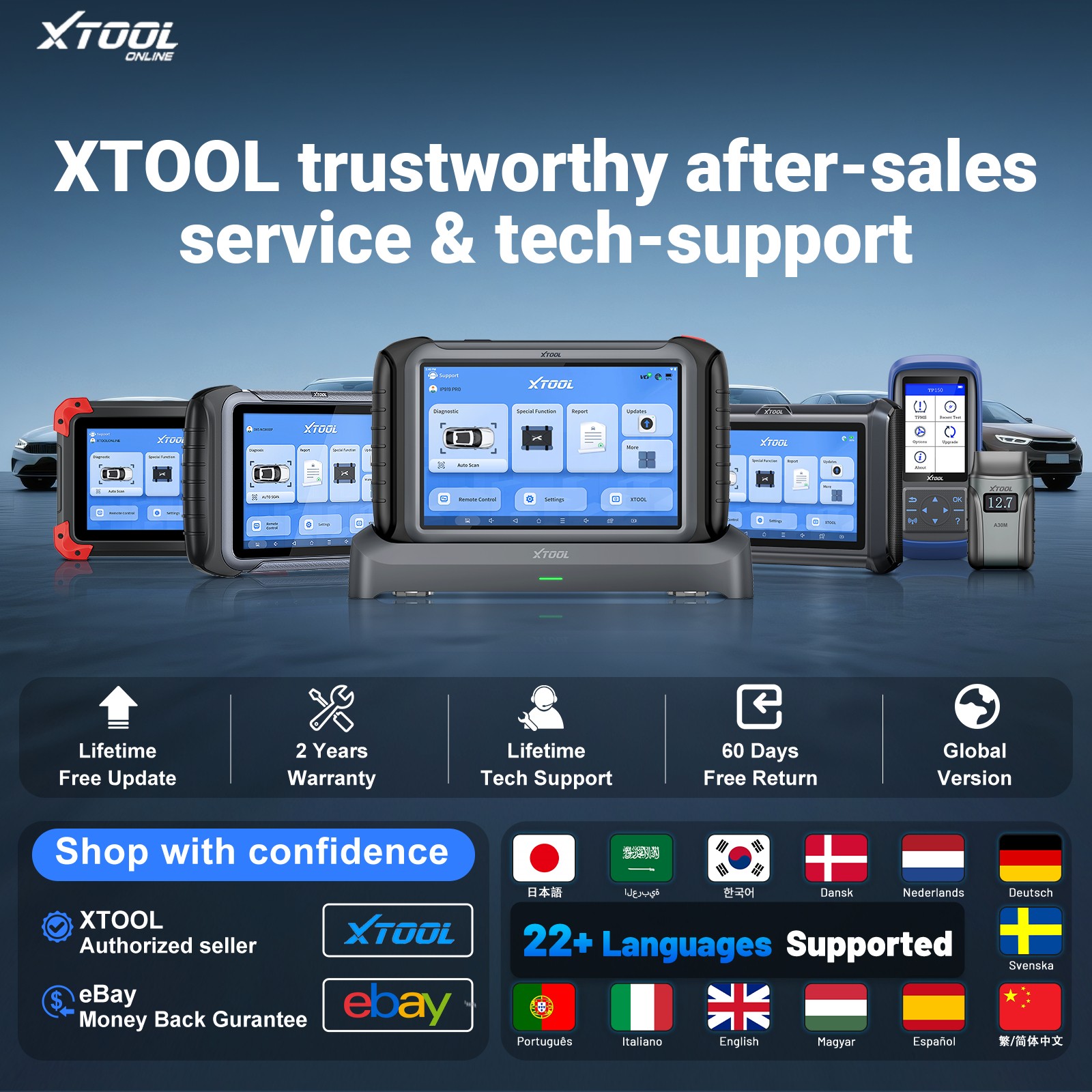 XTOOL A30M V2.0 Kit Bluetooth Full System Diagnostic Tool Bidirectional Scanner