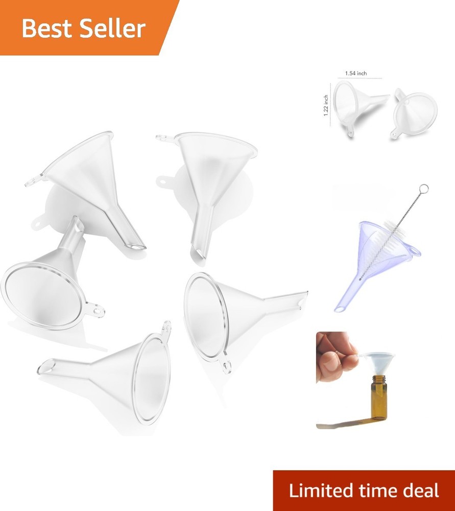 Versatile 5-Pack Mini Plastic Funnels for Lab, Kitchen & Craft Projects