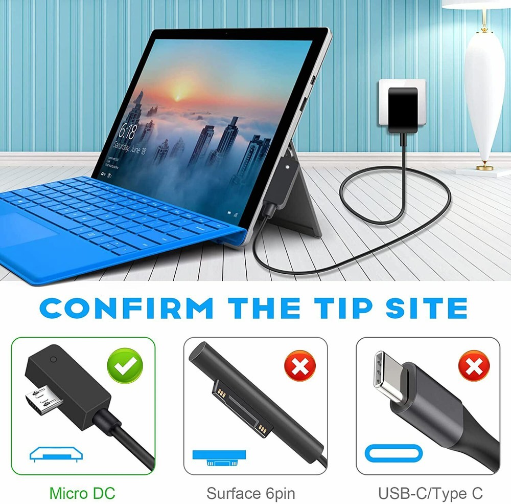 Surface 3 Charger AC Adapter Power Cord For Microsoft Surface 3 Tablet Laptop