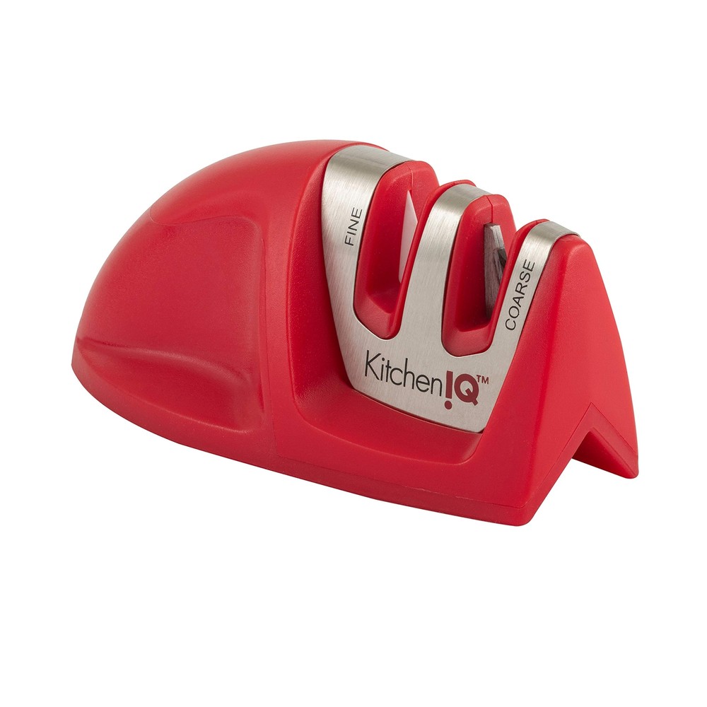 Kitchen IQ 50883 Edge Grip 2-Stage Knife Sharpener, Red