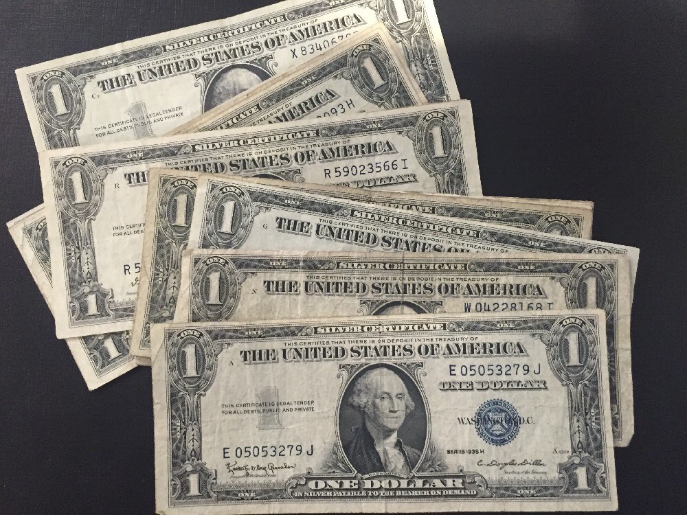 1957 One Dollar ($1) Bill Average Circulated Clean Silver Certificate • 1 Note