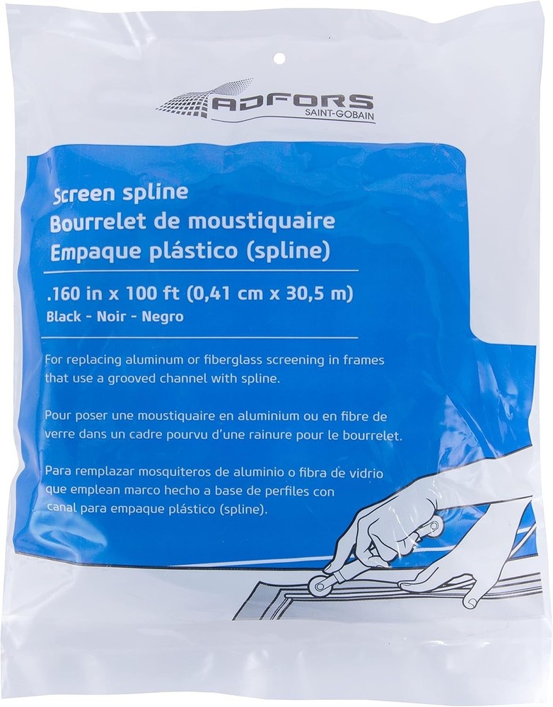 Versatile 0.160In x 100Ft Black Spline - Ideal for Screen Replacement Projects