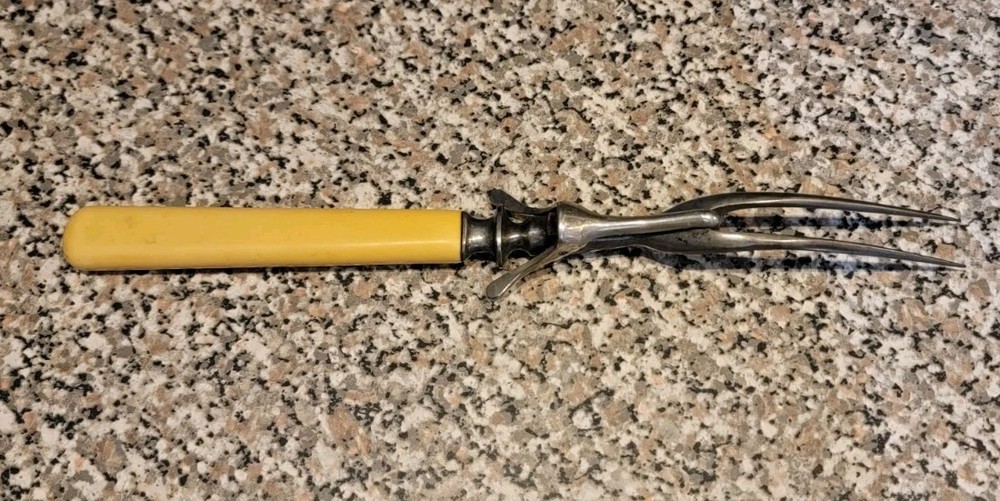 Vintage Bakelite? Serving Meat Fork With Prong Holder