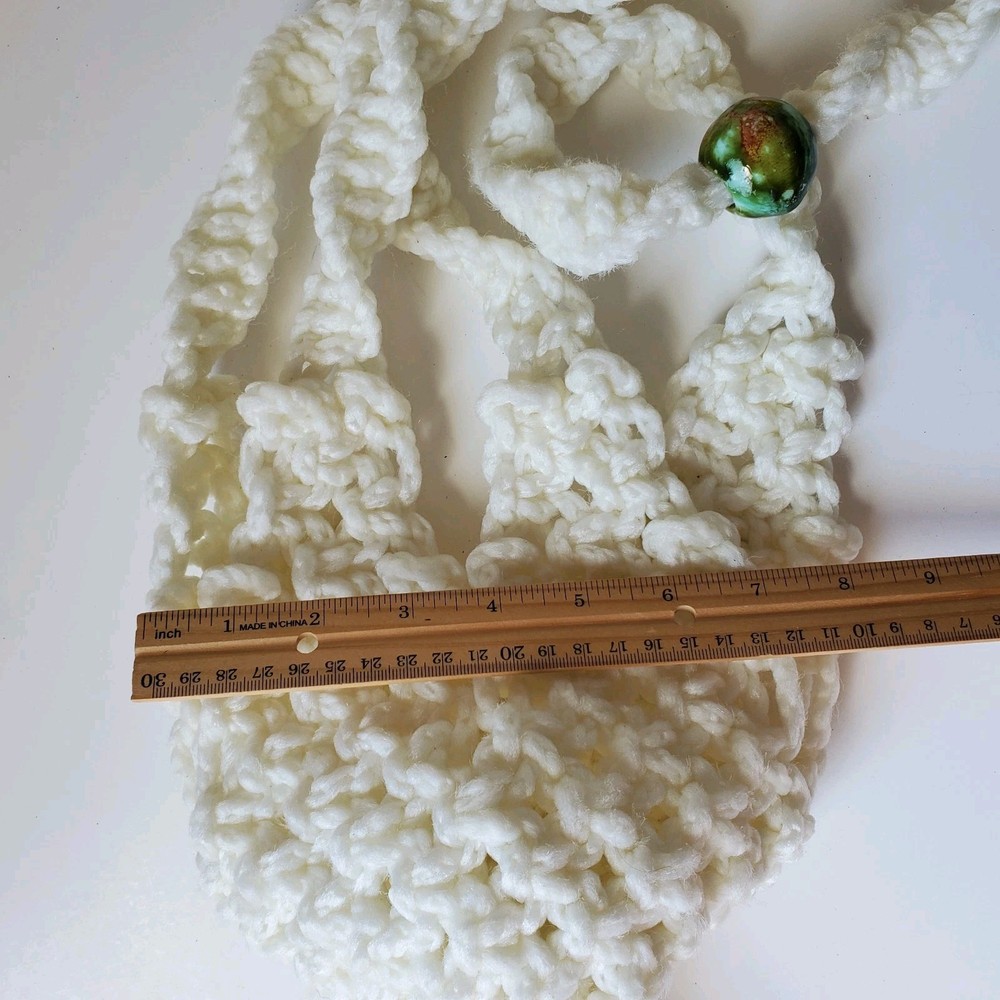 Vintage Long Macrame Hanging Plant Hanger Ceramic Beads Boho Approximately 64" *