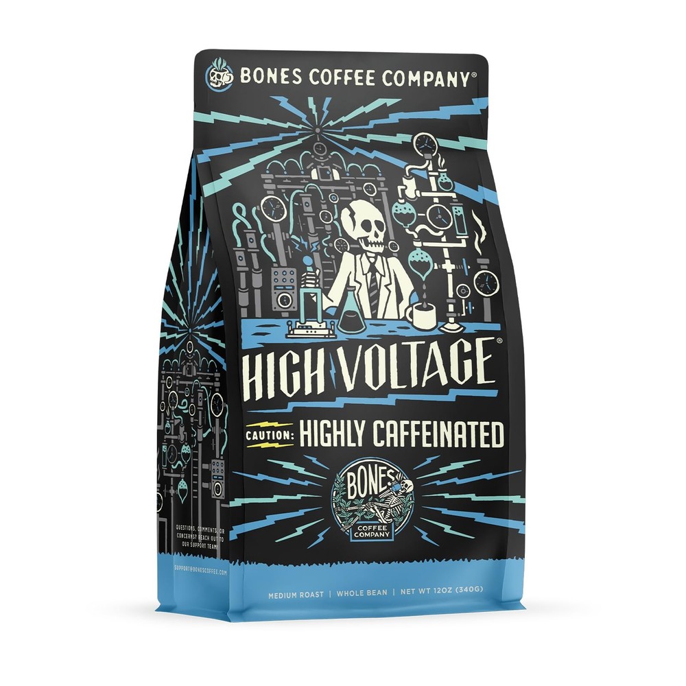 High Voltage Highly Caffeinated Unflavored Coffee Medium Roast Low Acid Arabica