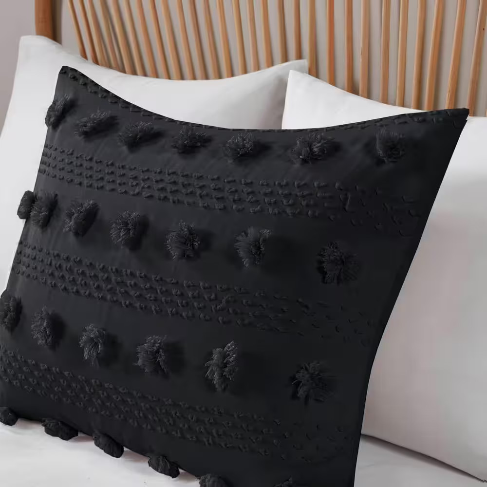 Vera 3-Piece Black Full/Queen Clip Jacquard Comforter Set