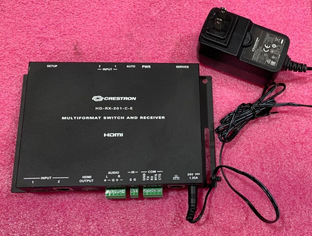 Crestron HD-RX-201-C-E HDMI HDBaseT Receiver & 2x1 Switch w/ PSU