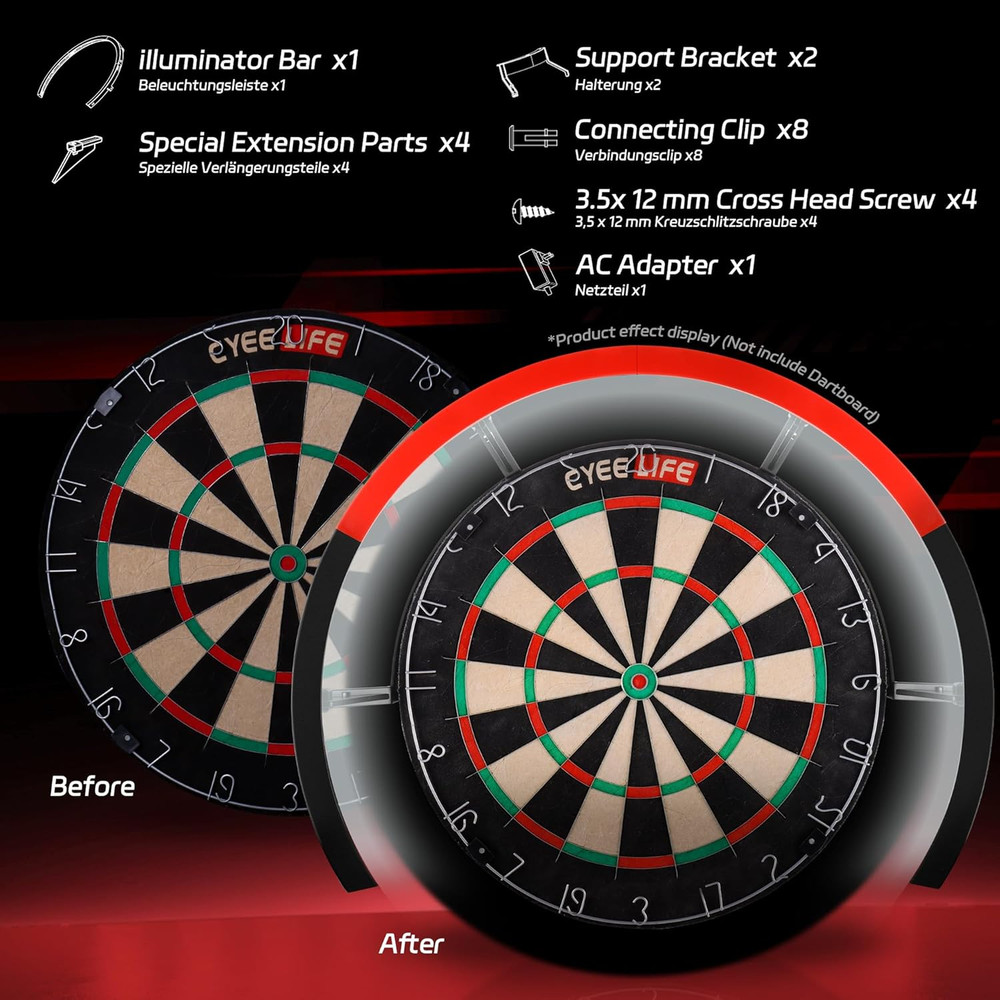 White LED Dartboard Lighting System - Fits All Boards, Easy Assembly