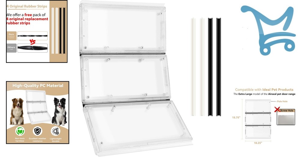 Pet Door Replacement Flap Polycarbonate Large Extra Large With Rubber Strips