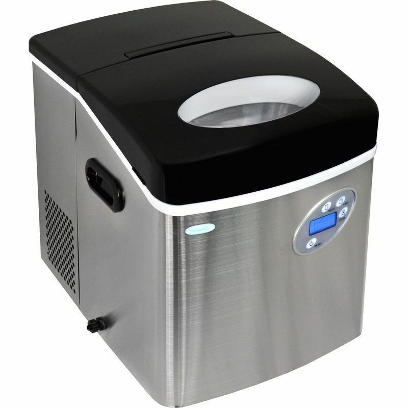 Large 50 Lb Stainless Steel Portable Ice Maker, Compact Countertop Cube IceMaker