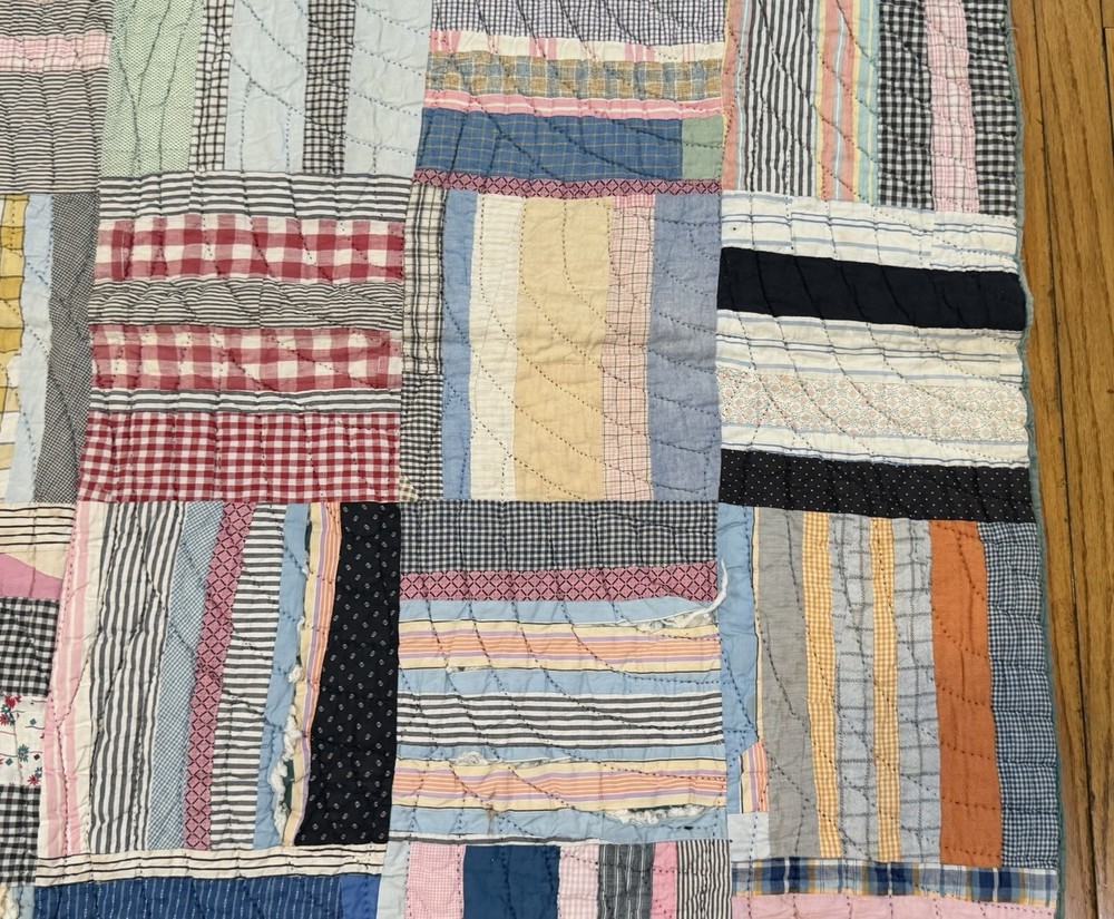 Vintage Hand Finished Patchwork Quilt 68"x82" (Full/Double Size)