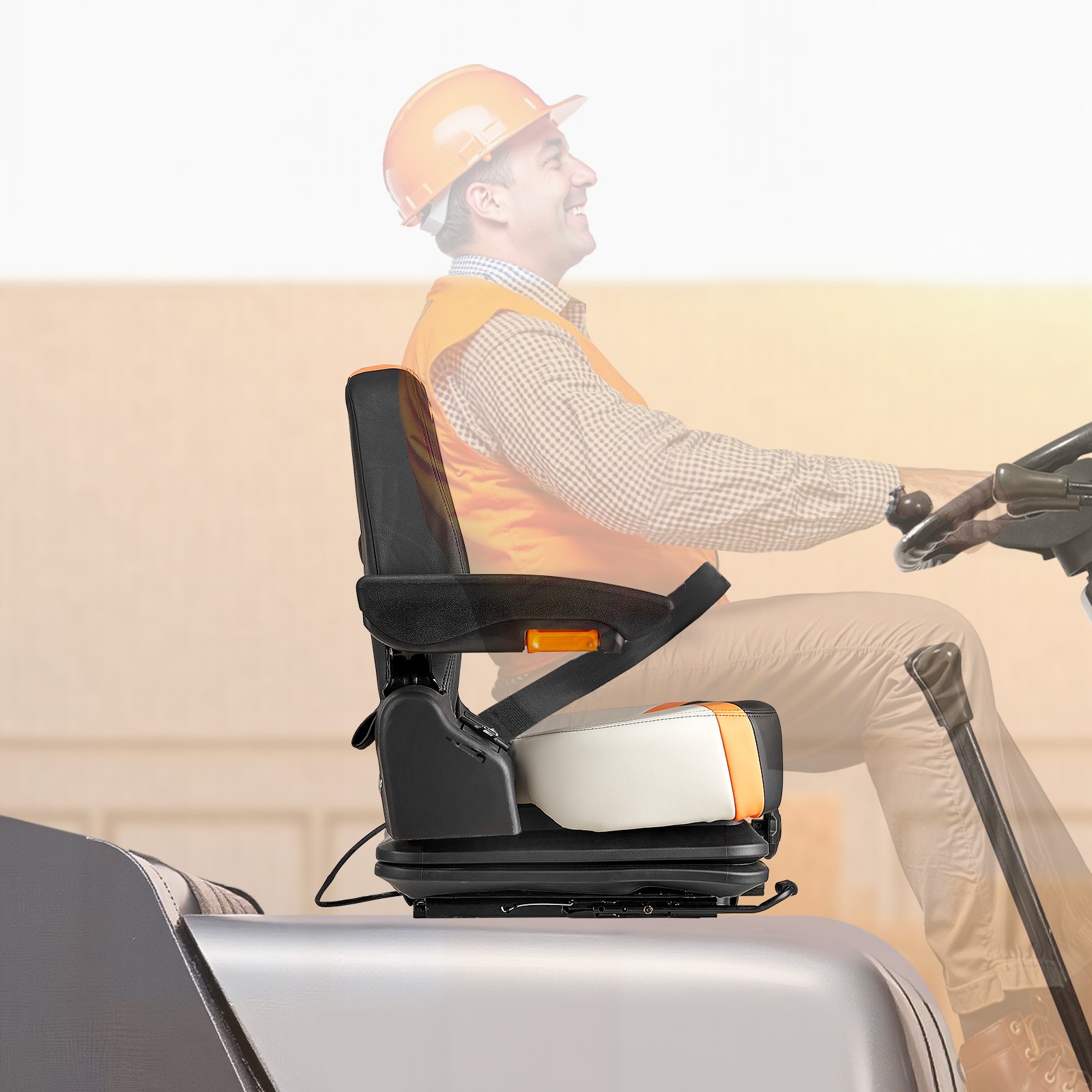 VEVOR Universal Forklift Seat Fold Down Tractor Suspension Seat Chair Adjustable