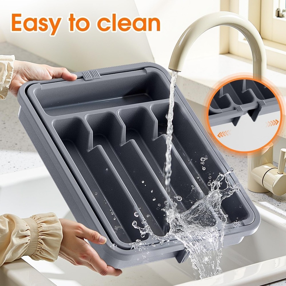 Silverware Organizer，Adjustable & Expandable Utensil Drawer Organizer, BP