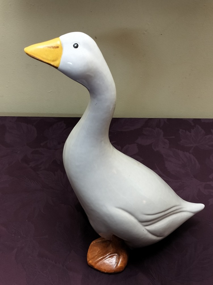 Ceramic White Goose Signed Made In Italy