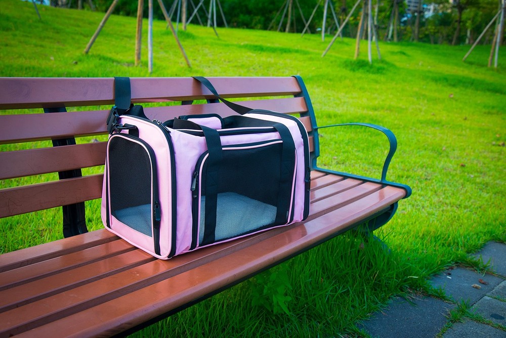 NextFri Soft Sided Carrier for Small Medium Cats Dogs,TSA Medium, Pink