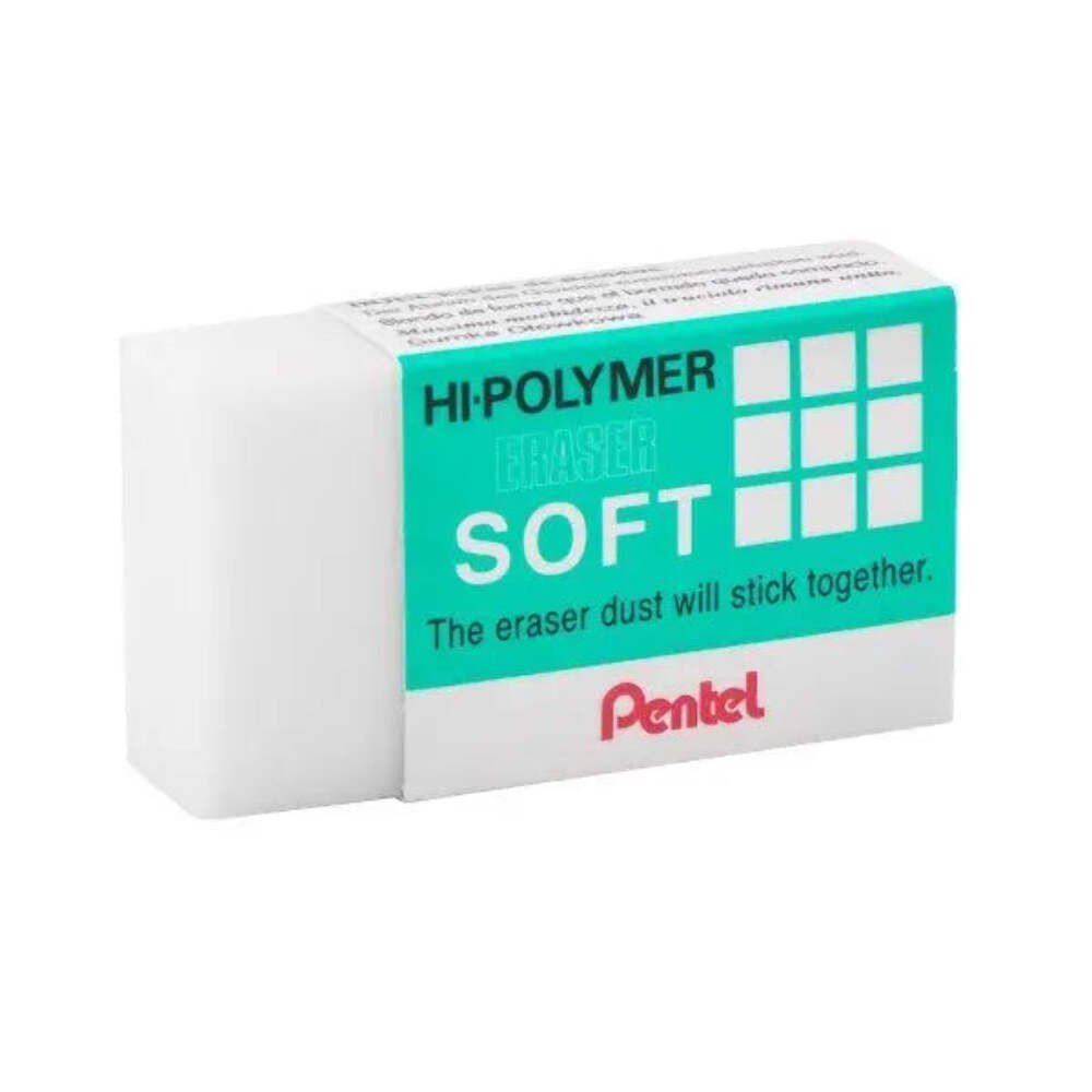 Pentel Hi-Polymer SOFT Eraser, 6-Pk