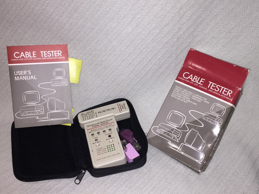 ENHANCED NETWORK CABLE TESTER NETWORK CABLE TERMINATOR MODEL #251452 IN ORIG BOX