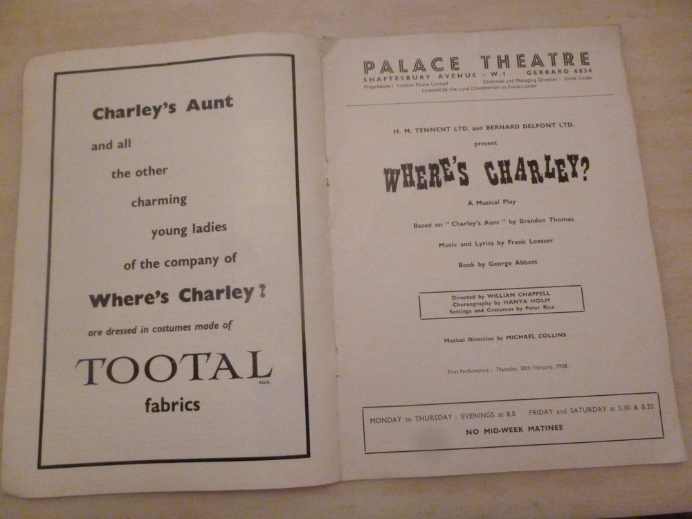 Theatre Programme Where's Charley - Norman Wisdom