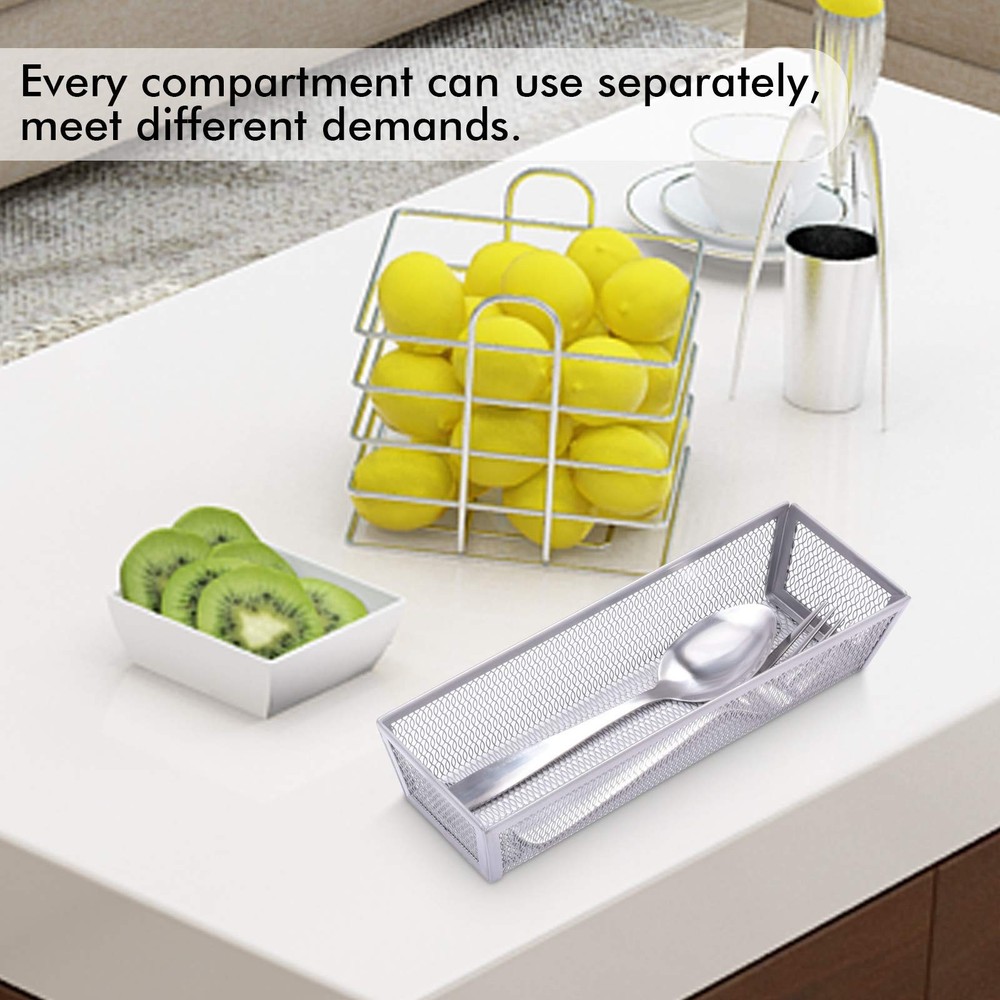 WuGeShop Mesh Silverware Tray Drawer Organizer, Kitchen Utensils Flatware wit...