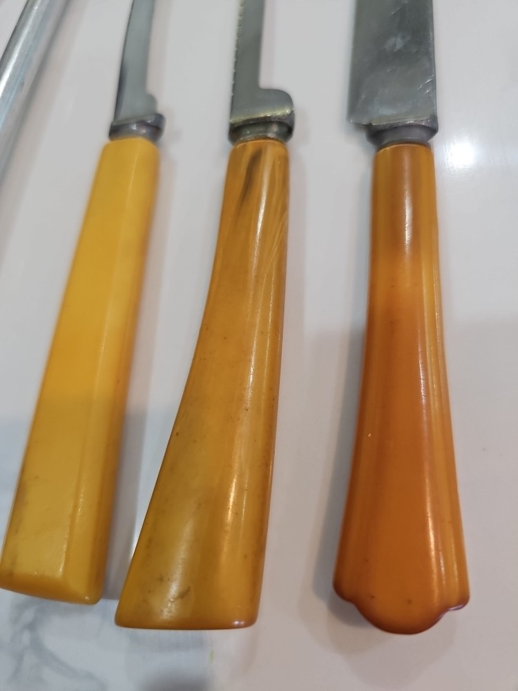 Butterscotch Bakelite Misc. Kitchen Utensils. Some SS.