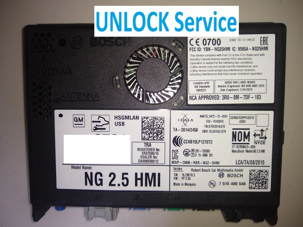 GM HMI Module Unlock Service NG2.0 and NG2.5
