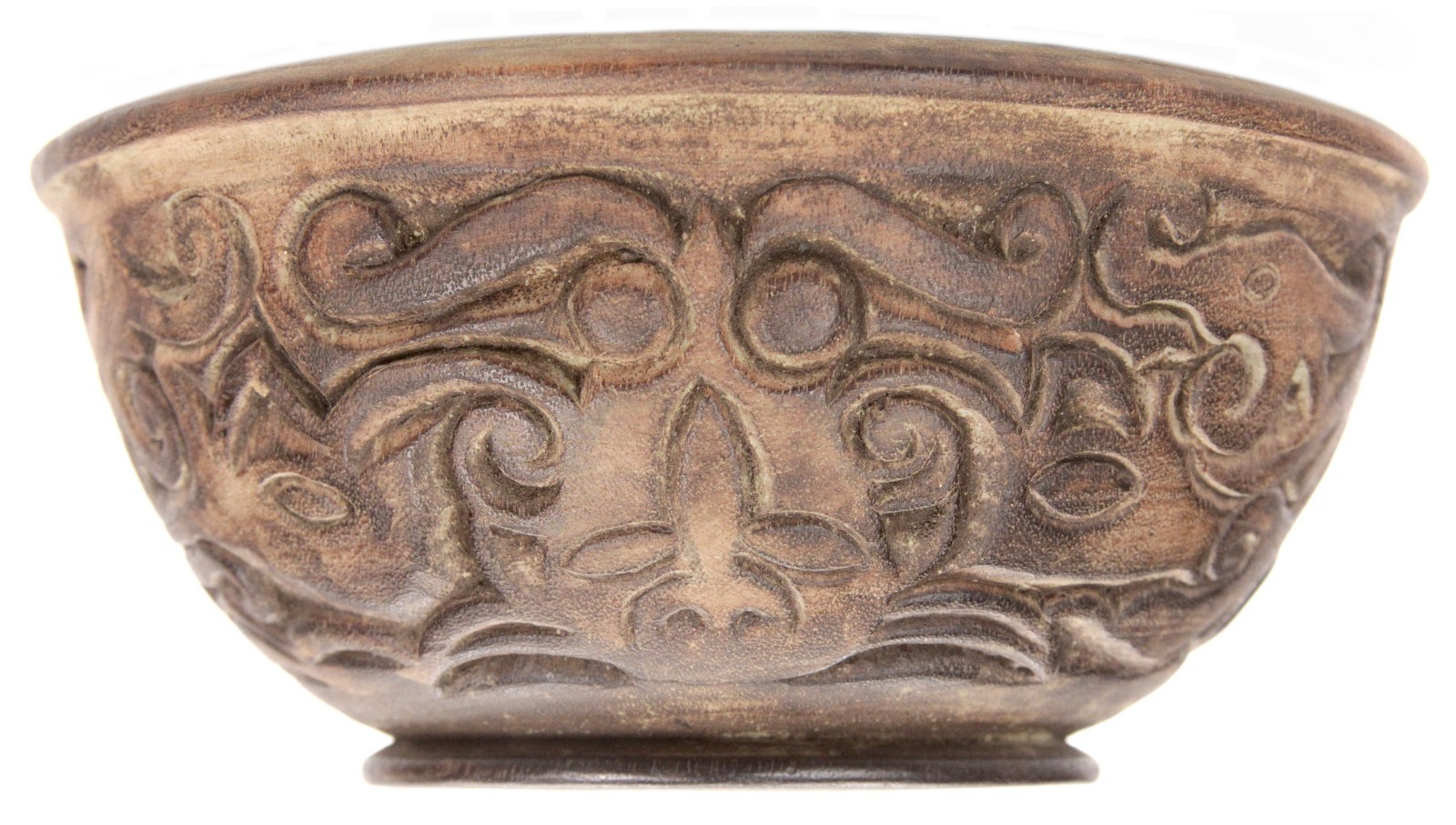 Vintage Carved Wooden Indonesian Dayak Bowl Borneo Lizard Ethnographic Carving