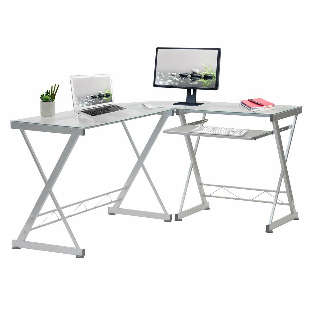 Techni Mobili L Shaped Computer Desk Workstation w/ Reversible Desktop Panels