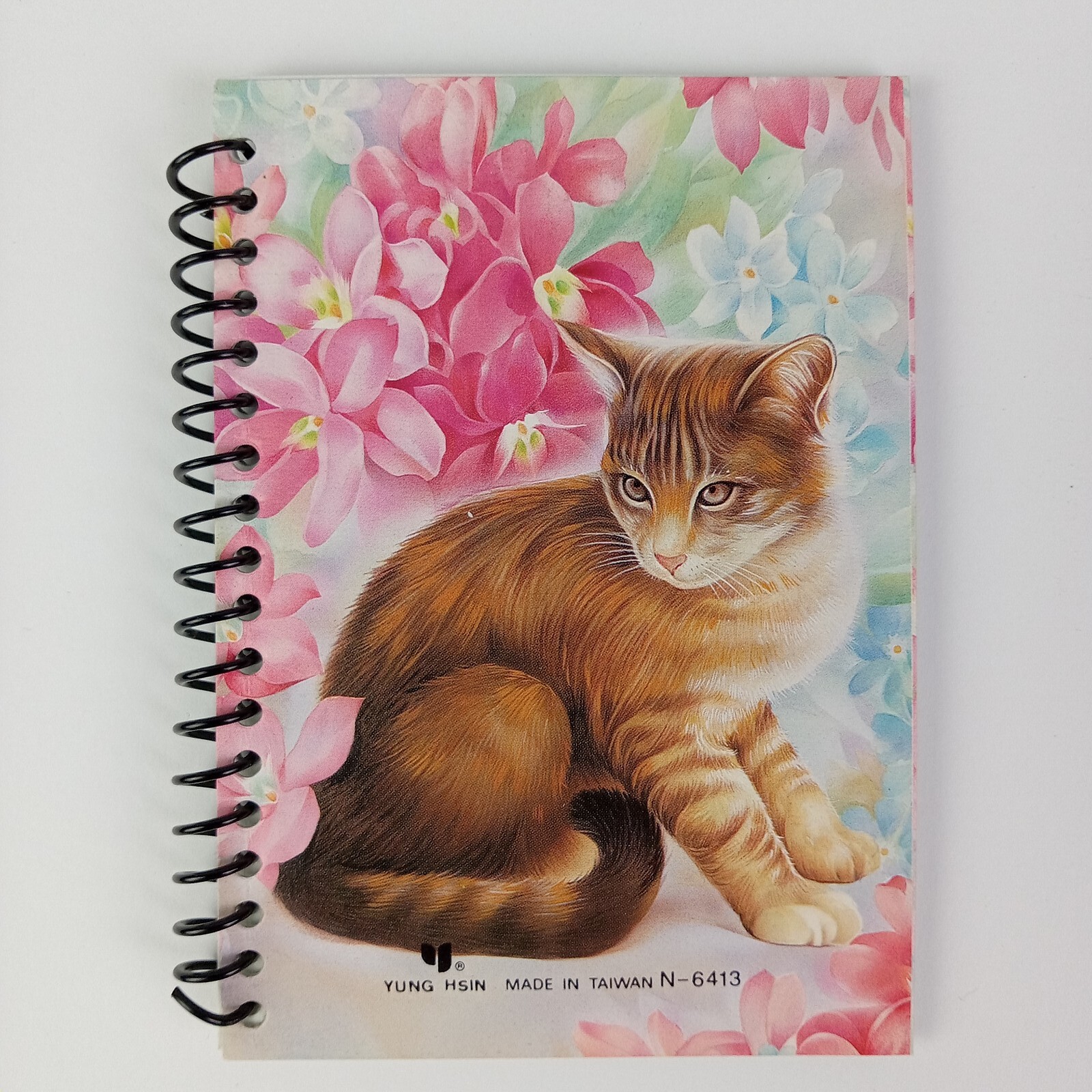 3 Vtg Cat Mini Notebooks Kitty Flowers 90s Lined Pages Spiral Yung Hsin READ