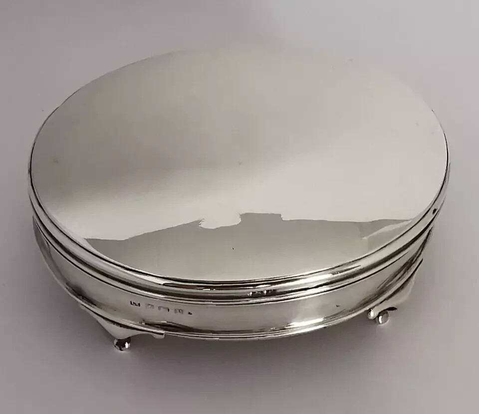 Antique Solid Silver Jewellery Box - Birm. 1914