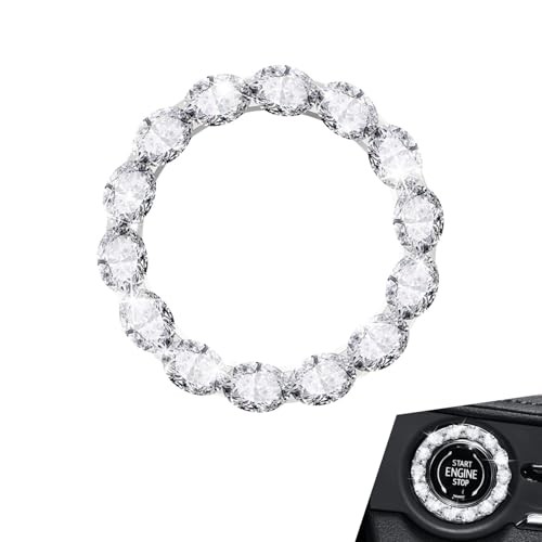 Car Push Start Button Cover, Shiny Key Ignition Switch Knob Ring, Crystal