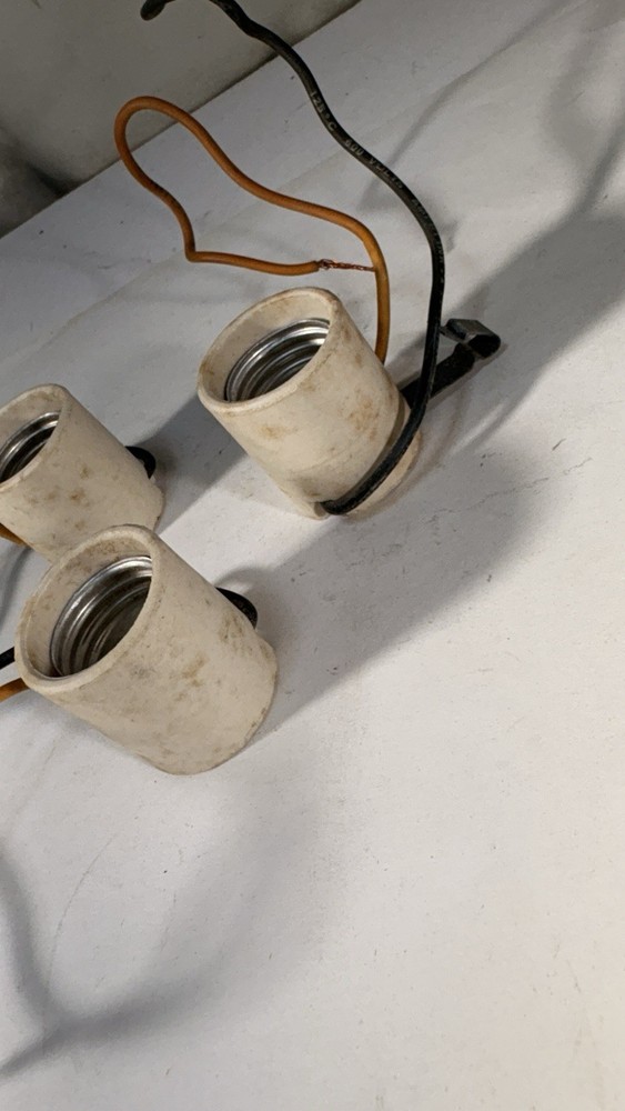 3 vintage porcelain sockets with mounting brackets S