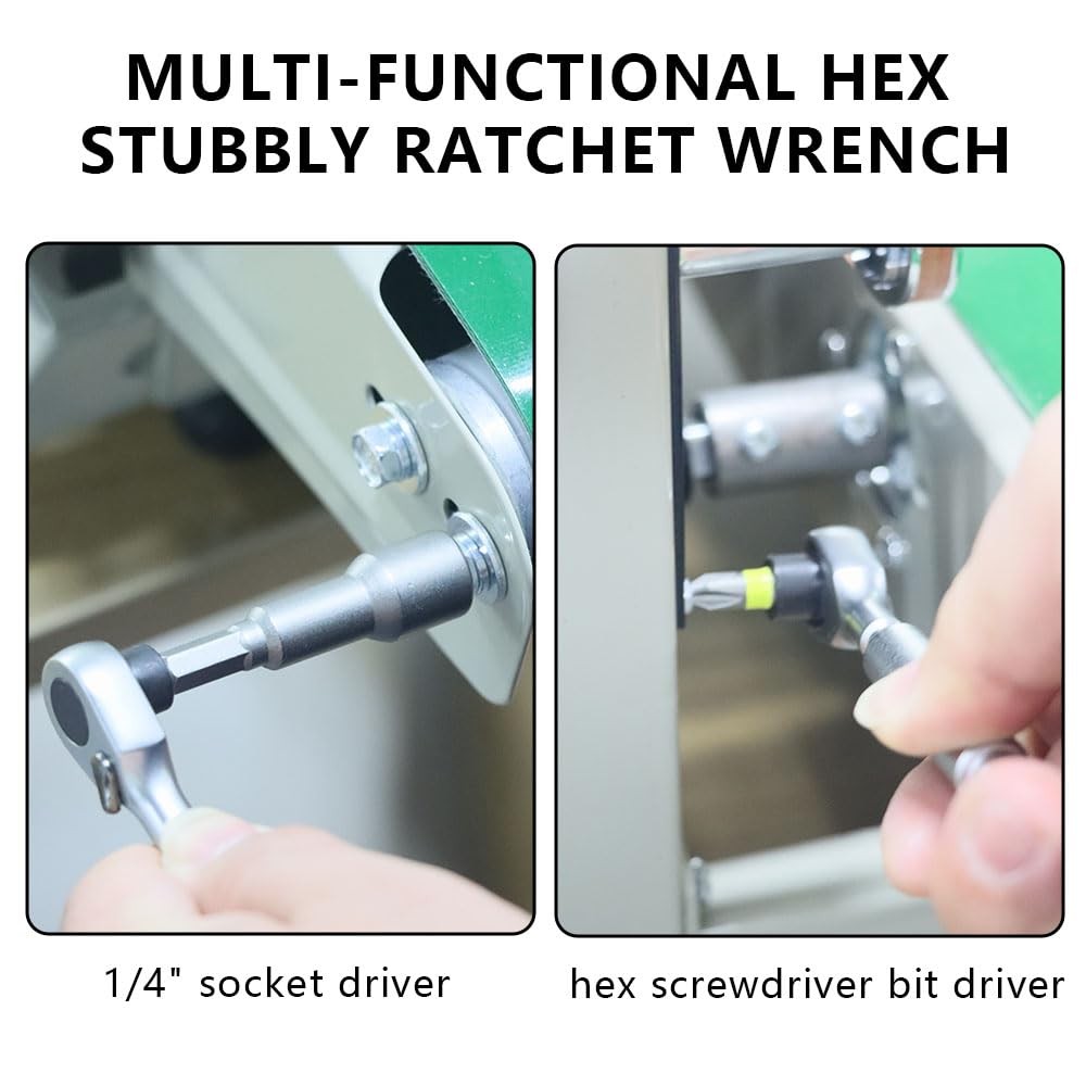 MORETOPGOOD Hex Mini Ratchet Wrench - 1/4" Bits Adapters, 72-Tooth Silver