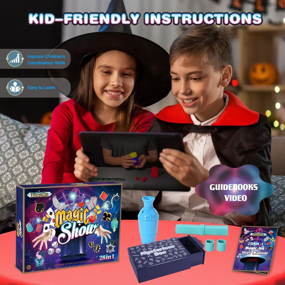 Magic Kit - 200+Magic Tricks for Kids Age 6-8, Magic Set with Manual and Vide...